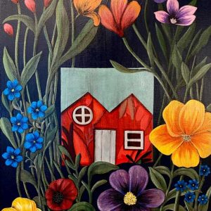 CASA CU FLORI 50x40 cm